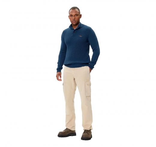 AERONAUTICA MILITARE Maglia Uomo Collo Alto Con Bottoni In Cotone MA1572UL00409 Colore Blu