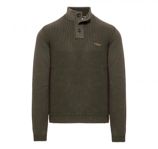 AERONAUTICA MILITARE Maglia Uomo Collo Alto Con Bottoni In Cotone MA1572UL00409 Colore Grigio