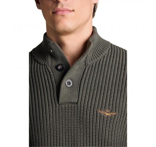 AERONAUTICA MILITARE Maglia Uomo Collo Alto Con Bottoni In Cotone MA1572UL00409 Colore Grigio