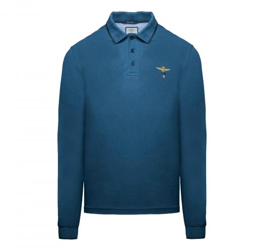 AERONAUTICA MILITARE Polo Uomo Manica Lunga Basica In Cotone PO1653UP00082 Colore Blu Avio