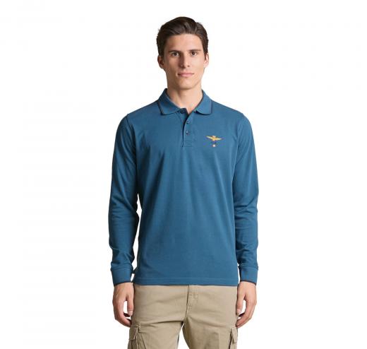 AERONAUTICA MILITARE Polo Uomo Manica Lunga Basica In Cotone PO1653UP00082 Colore Blu Avio
