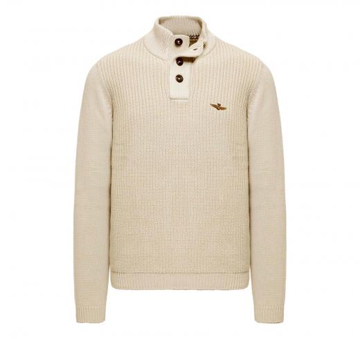 AERONAUTICA MILITARE Maglia Uomo Collo Alto Con Bottoni In Cotone MA1572UL00409 Colore Beige Chiaro