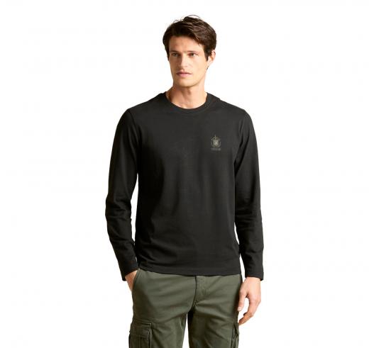 AERONAUTICA MILITARE T-shirt Uomo Manica Lunga In Cotone Con Patch A Contrasto TS2468UJ00703 Colore Nero