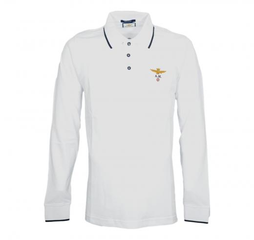 AERONAUTICA MILITARE Polo Uomo Manica Lunga Basica In Cotone PO1653UP00082 Colore Bianco