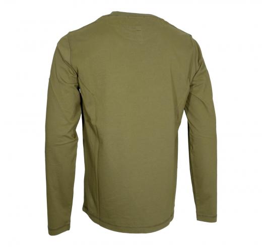 AERONAUTICA MILITARE T Shirt Uomo Manica Lunga In Cotone Tinto Capo e Canvas TS2470UJ00705 Colore Verde Militare