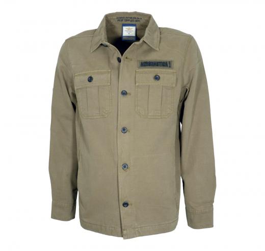 AERONAUTICA MILITARE Giacca Camicia Uomo In Twill Tinto Capo AC0036UCT04233 Colore Verde