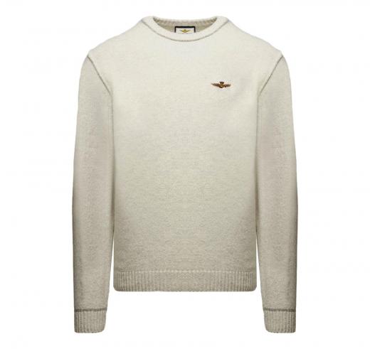 AERONAUTICA MILITARE Maglia Girocollo In Lana Tinto Filo MA1608UL00924 Colore Grigio Chiaro