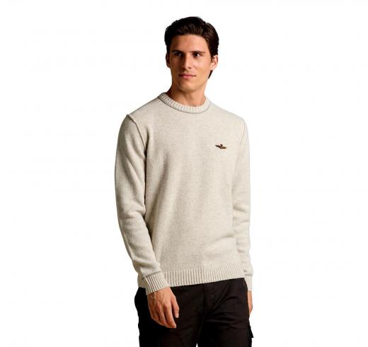 AERONAUTICA MILITARE Maglia Girocollo In Lana Tinto Filo MA1608UL00924 Colore Grigio Chiaro