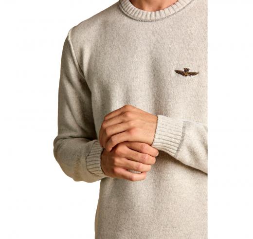 AERONAUTICA MILITARE Maglia Girocollo In Lana Tinto Filo MA1608UL00924 Colore Grigio Chiaro