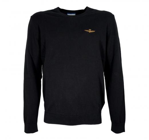 AERONAUTICA MILITARE Maglia Uomo Girocollo In Cotone Tinto Filo MA1611UL00506 Colore Nero