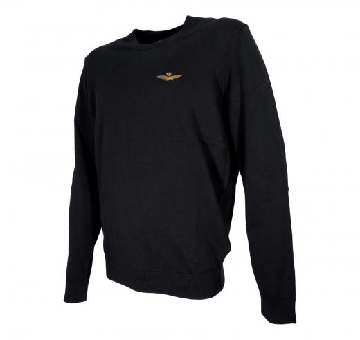 AERONAUTICA MILITARE Maglia Uomo Girocollo In Cotone Tinto Filo MA1611UL00506 Colore Nero