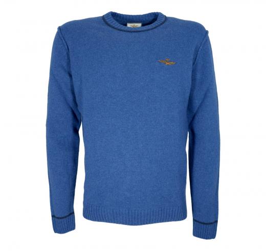 AERONAUTICA MILITARE Maglia Girocollo In Lana Tinto Filo MA1608UL00924 Colore Blu