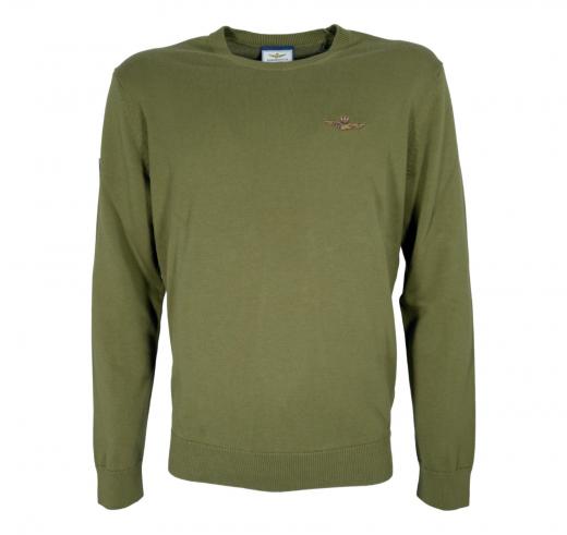 AERONAUTICA MILITARE Maglia Uomo Girocollo In Cotone Tinto Filo MA1611UL00506 Colore Verde