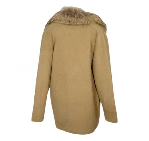 VLAB Cappotto Donna Con Colletto In Pelliccia Rimovibile FW52060 TINA Colore Beige