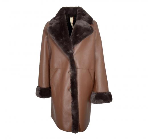 VLAB Giaccone Donna Con Tasche Laterali FW56032 Stormy Colore Marrone