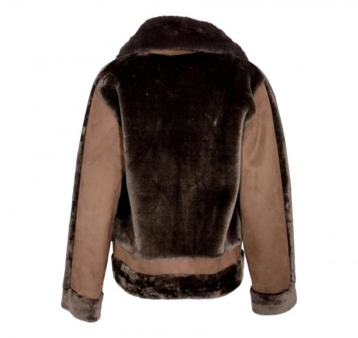 VLAB Giubbotto Donna Chiodo Effetto Pelliccia FW56036 FACE Colore Marrone