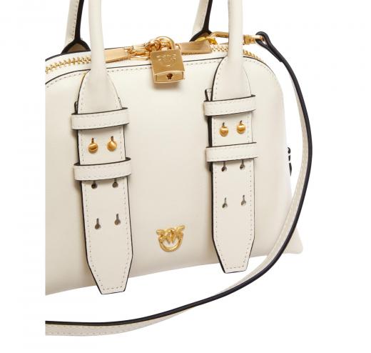 PINKO Borsa Donna Bowling Bag Zip Mini Vitello Morbido 105333 Colore Bianco Z14V