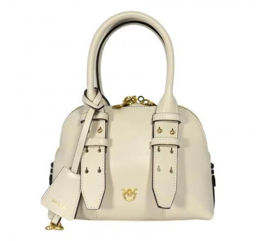 PINKO Borsa Donna Bowling Bag Zip Mini Vitello Morbido 105333 Colore Bianco Z14V
