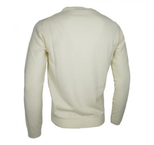 CASHMERE COMPANY Maglia Uomo Girocollo Pura Lana Merinos Extrafine Slim fit Colore 102 Panna