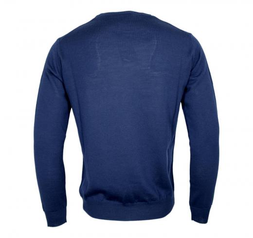 CASHMERE COMPANY Maglia Uomo Girocollo Pura Lana Merinos Extrafine Slim fit Colore 152 Blu Royal