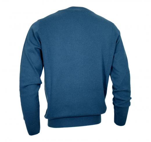 CASHMERE COMPANY Maglia Girocollo Uomo In Puro Cashmere Colore 253 Blu Avio