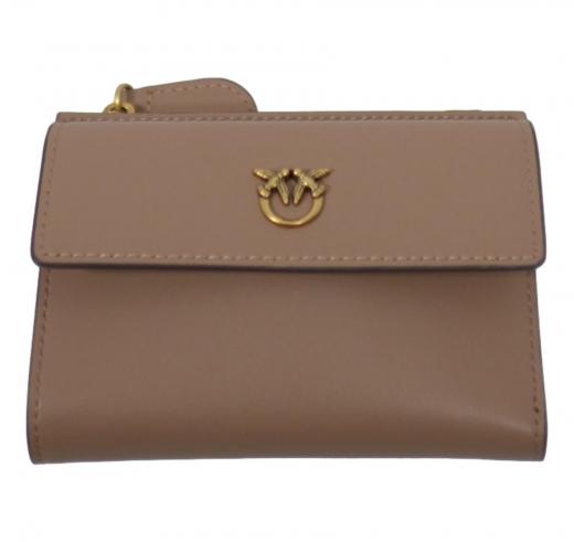PINKO Portafoglio Donna Compact Wallet Vitello Seta 103612 D01Q Colore Beige Scuro