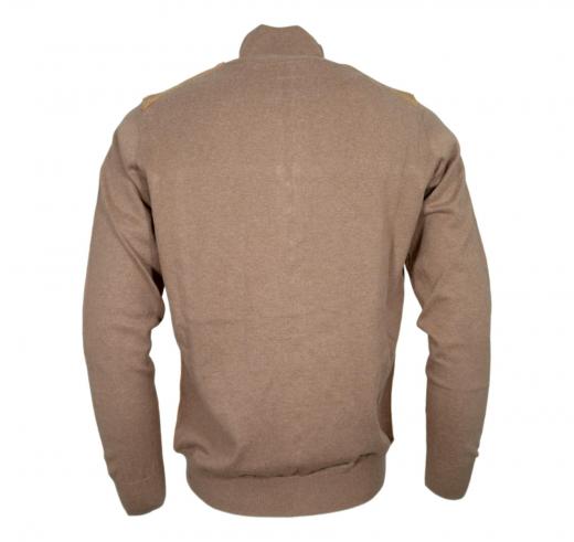 CASHMERE COMPANY Giacca Uomo Full Zip Cotone & Cashmere con Dettagli in Alcantara Beige 115