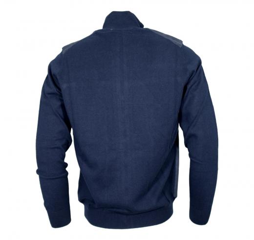 CASHMERE COMPANY Giacca Uomo Full Zip Cotone & Cashmere con Dettagli in Alcantara 151 Blu