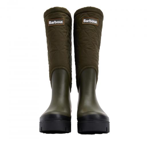 BARBOUR Stivali Donna Alti Di Gomma Trapuntati LRF0117OL71 Marnie Colore Verde Oliva