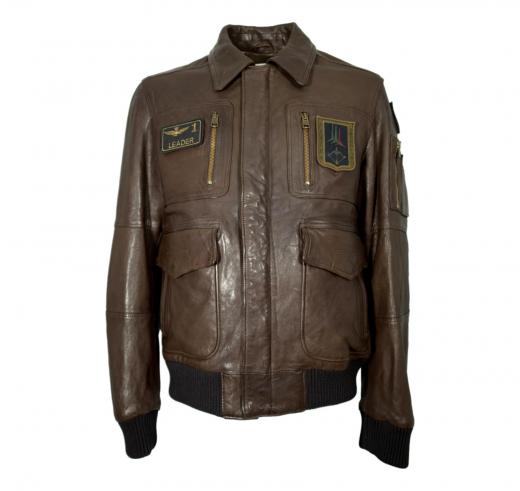 AERONAUTICA MILITARE Giubbotto In Pelle Da Uomo Frecce Tricolori PN0846 Colore Testa Di Moro