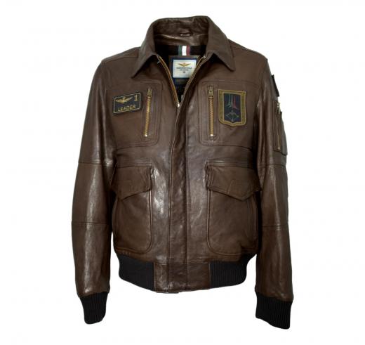 AERONAUTICA MILITARE Giubbotto In Pelle Da Uomo Frecce Tricolori PN0846 Colore Testa Di Moro
