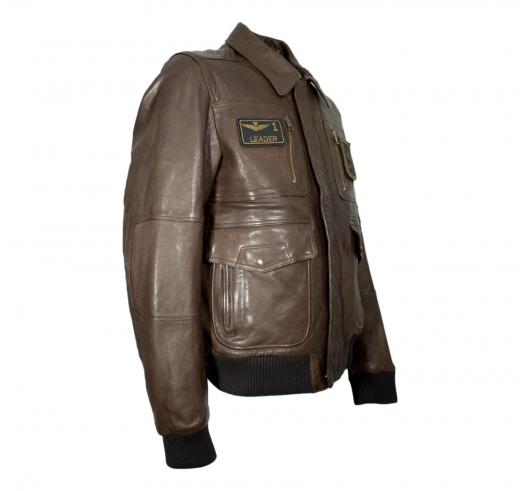 AERONAUTICA MILITARE Giubbotto In Pelle Da Uomo Frecce Tricolori PN0846 Colore Testa Di Moro