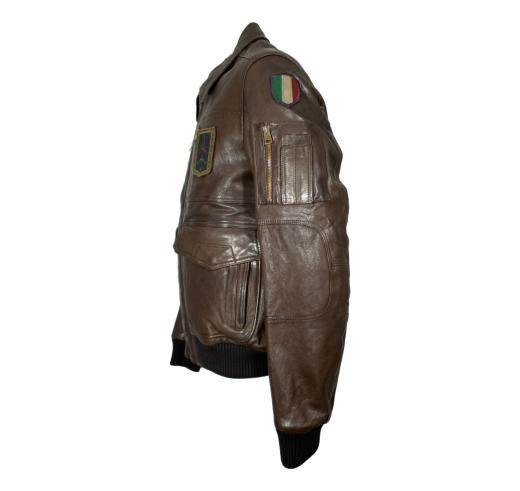 AERONAUTICA MILITARE Giubbotto In Pelle Da Uomo Frecce Tricolori PN0846 Colore Testa Di Moro