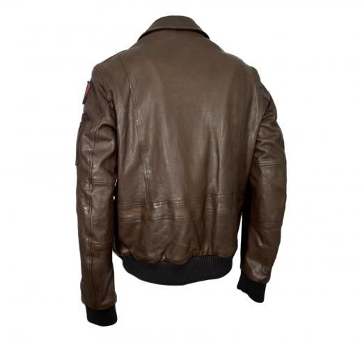 AERONAUTICA MILITARE Giubbotto In Pelle Da Uomo Frecce Tricolori PN0846 Colore Testa Di Moro