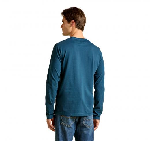 AERONAUTICA MILITARE T Shirt Uomo Manica Lunga In Cotone Tinto Capo e Canvas TS2470UJ00705 Colore Blu Avio