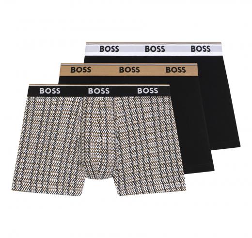 BOSS Boxer Uomo In Cotone Elasticizzato Con Elastico In Vita Con Logo In Confezione Da Tre 50531685 Colore Nero A Motivi