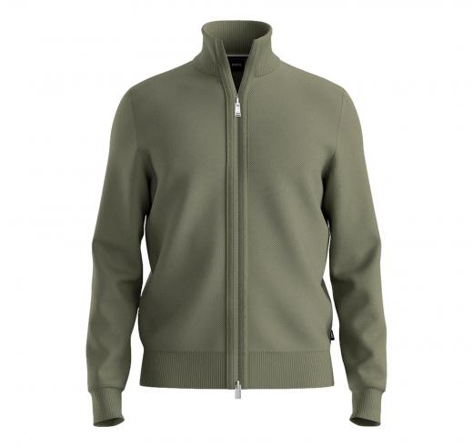 BOSS Cardigan Uomo In Lana Vergine Con Zip 50543153 Colore Verde Salvia