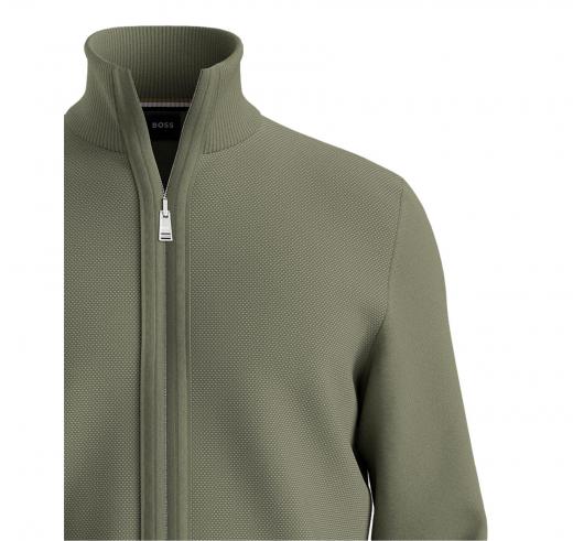 BOSS Cardigan Uomo In Lana Vergine Con Zip 50543153 Colore Verde Salvia