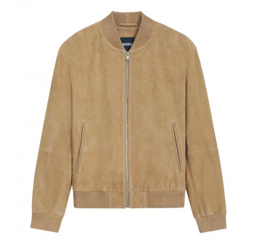 BOSS Giubbotto Uomo Regular Fit In Pelle Scamosciato H Muller 50543213 Colore Beige