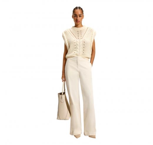 BOSS Pantaloni A Gamba Dritta In Velluto Di Cotone Elasticizzato C Tahilone1 D 50547685 Colore Avorio