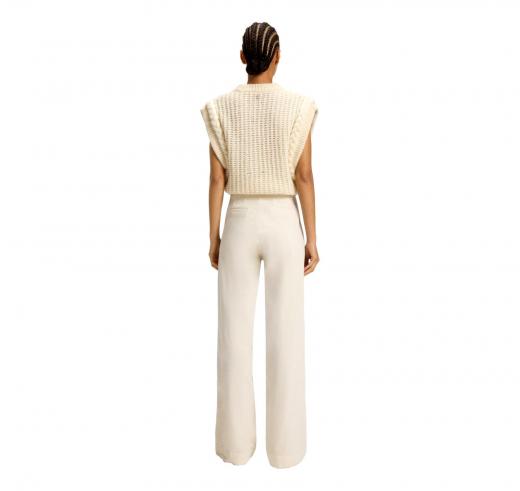 BOSS Pantaloni A Gamba Dritta In Velluto Di Cotone Elasticizzato C Tahilone1 D 50547685 Colore Avorio