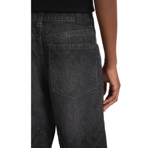 BOSS Jeans Donna A Gamba Larga In Denim Con Cristalli C SLOUCHY MR 50548444 Colore Nero