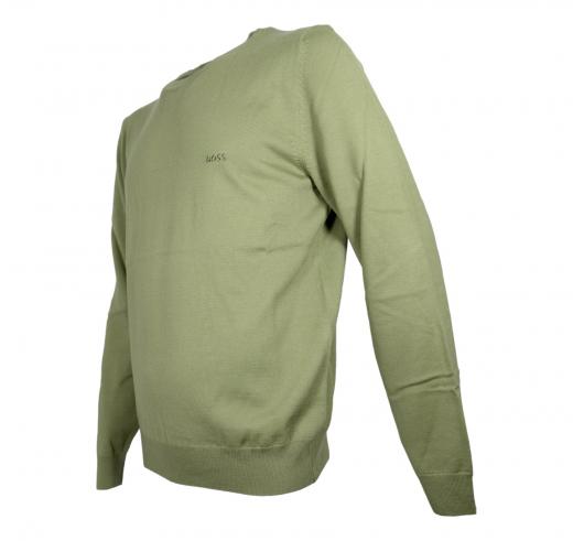 BOSS Maglione Uomo Regular Fit In Lana Vergine Con Logo Ricamato Botto 50476364 Colore Verde