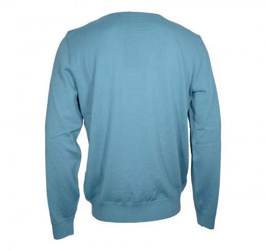 BOSS Maglione Uomo Regular Fit In Lana Vergine Con Logo Ricamato Botto 50476364 Colore Celeste