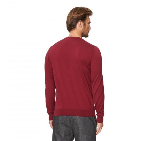 BOSS Maglione Uomo Regular Fit In Lana Vergine Con Logo Ricamato Botto 50476364 Colore Bordeaux