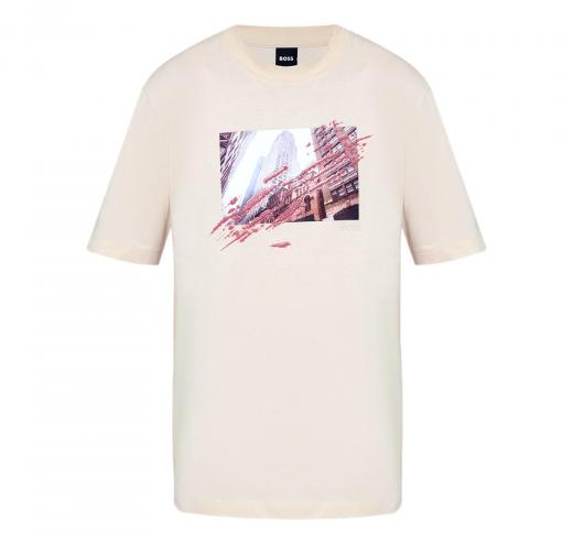 BOSS T Shirt Uomo Con Stampa Effetto 3D C TAUT 30 50543447 Colore Avorio
