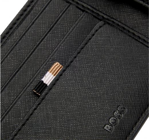 BOSS Portafoglio Uomo in Pelle Rigenerata in Logo Argento 50536710 Nero