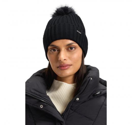 BOSS Berretto Donna Di Lana Vergine Con Pom Pom In Finta Pelliccia Lonie Hat 50545781 Colore Nero