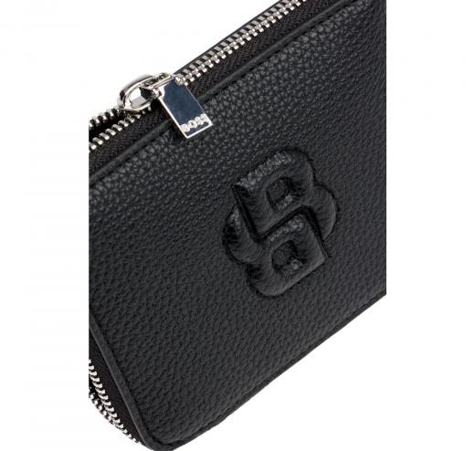 BOSS Portafoglio Donna Piccolo Con Lavorazione Martellata Zip e Monogramma BB Anett New SM Zaround 50542050 Colore Nero