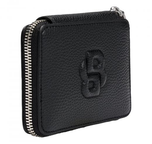 BOSS Portafoglio Donna Piccolo Con Lavorazione Martellata Zip e Monogramma BB Anett New SM Zaround 50542050 Colore Nero